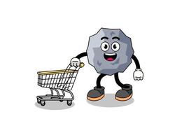 Cartoon of stone holding a shopping trolley vector