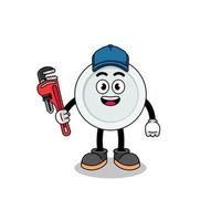 plate illustration cartoon as a plumber vector