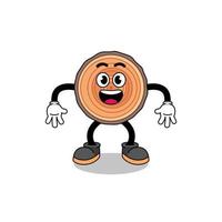 wood trunk cartoon with surprised gesture vector