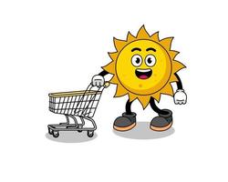 Cartoon of sun holding a shopping trolley vector