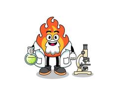 mascota de fuego como científico vector
