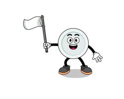 Cartoon Illustration of plate holding a white flag vector