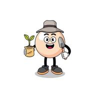Illustration of pearl cartoon holding a plant seed vector