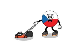 czech republic illustration cartoon holding lawn mower vector
