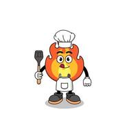 Mascot Illustration of fire chef vector