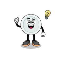 plate cartoon with get an idea pose vector