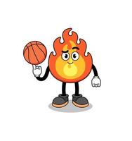 fire illustration as a basketball player