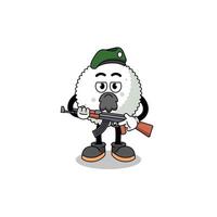 Character cartoon of rice ball as a special force vector
