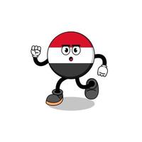 running yemen flag mascot illustration vector