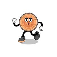 running wood trunk mascot illustration vector