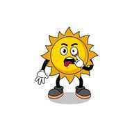 Character Illustration of sun with tongue sticking out vector