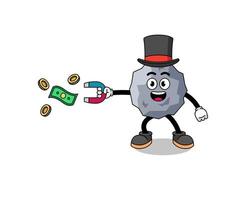 Character Illustration of stone catching money with a magnet vector