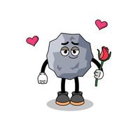 stone mascot falling in love vector