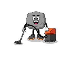 Character mascot of dark cloud holding vacuum cleaner vector