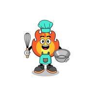 Illustration of fire as a bakery chef vector