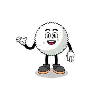 rice ball cartoon with welcome pose vector