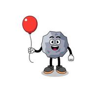 Cartoon of stone holding a balloon vector