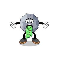 stone mascot cartoon vomiting vector