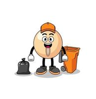 Illustration of soy bean cartoon as a garbage collector vector