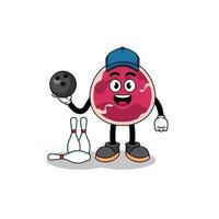 Mascot of meat as a bowling player vector