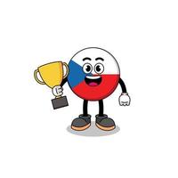 Cartoon mascot of czech republic holding a trophy vector