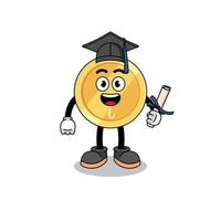 turkish lira mascot with graduation pose vector