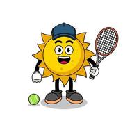 sun illustration as a tennis player vector