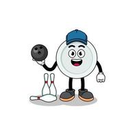 Mascot of plate as a bowling player vector