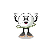 Character Illustration of rice ball playing hula hoop vector