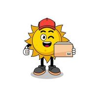 dibujos animados de la mascota del sol como mensajero vector