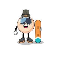 caricatura de la mascota del jugador de snowboard perla vector