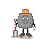 Cartoon mascot of dark cloud farmer vector