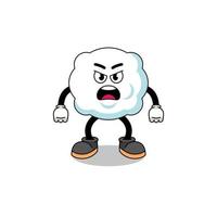 cloud cartoon illustration with angry expression vector