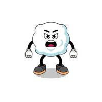 cloud cartoon illustration with angry expression vector