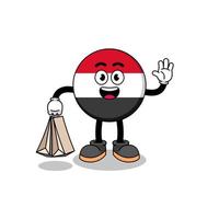 Cartoon of yemen flag shopping vector