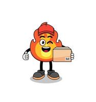 fire mascot cartoon as an courier vector