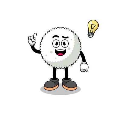 rice ball cartoon with get an idea pose
