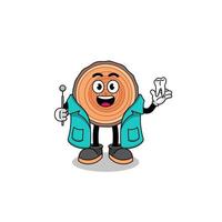 Illustration of wood trunk mascot as a dentist vector