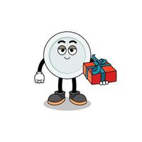 plate mascot illustration giving a gift vector