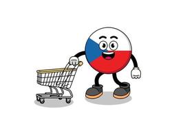 Cartoon of czech republic holding a shopping trolley vector