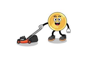 russian ruble illustration cartoon holding lawn mower vector