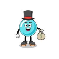 bubble mascot illustration rich man holding a money sack vector