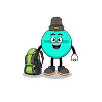 Illustration of medicine tablet mascot as a hiker vector