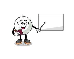 Mascot cartoon of rice ball teacher vector