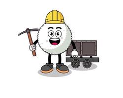 Mascot Illustration of rice ball miner vector