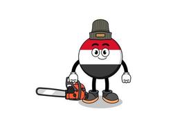 yemen flag illustration cartoon as a lumberjack vector