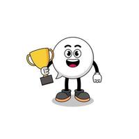 Cartoon mascot of speech bubble holding a trophy vector