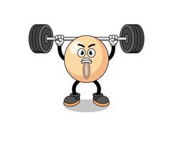 soy bean mascot cartoon lifting a barbell vector