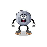 stone cartoon illustration with angry expression vector
