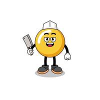 Mascot of egg yolk as a butcher vector